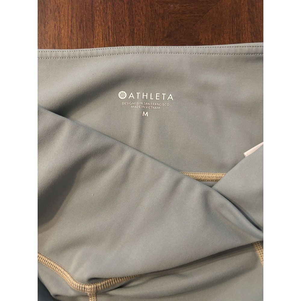 Athleta Leggings Women's Sz M‎  Green With Mesh Leg Design - Picture 3 of 8